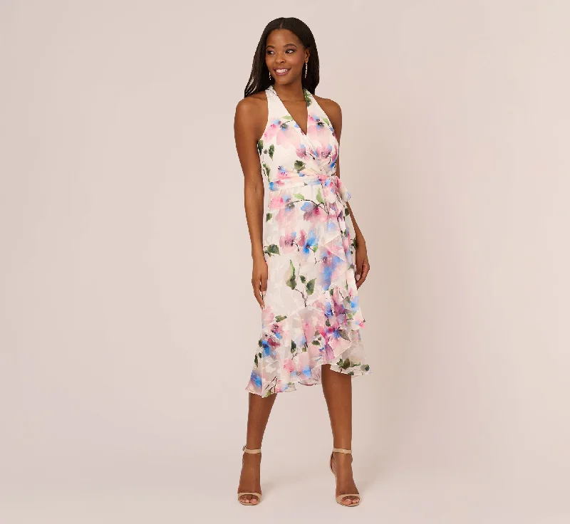 Affordable spring dresses for date nights under $50 -Floral Printed Chiffon Halter Dress With Self Tie Waist In Ivory Pink Multi Affordable spring dresses for date nights under $50 -Floral Printed Chiffon Halter Dress With Self Tie Waist In Ivory Pink Multi