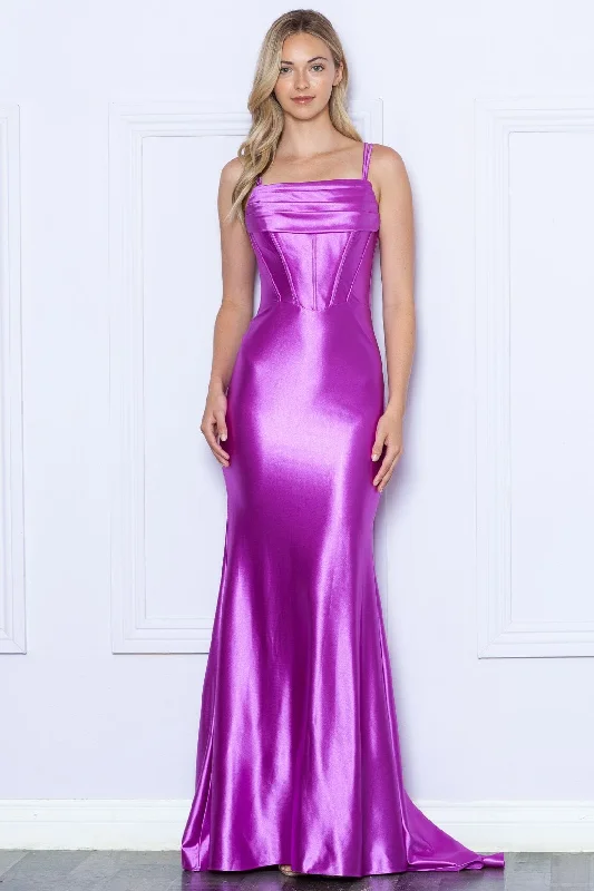 Wedding guest dresses for beach or destination weddings -Strappy Back Corset Mermaid Gown by Poly USA 9258 Wedding guest dresses for beach or destination weddings -Strappy Back Corset Mermaid Gown by Poly USA 9258