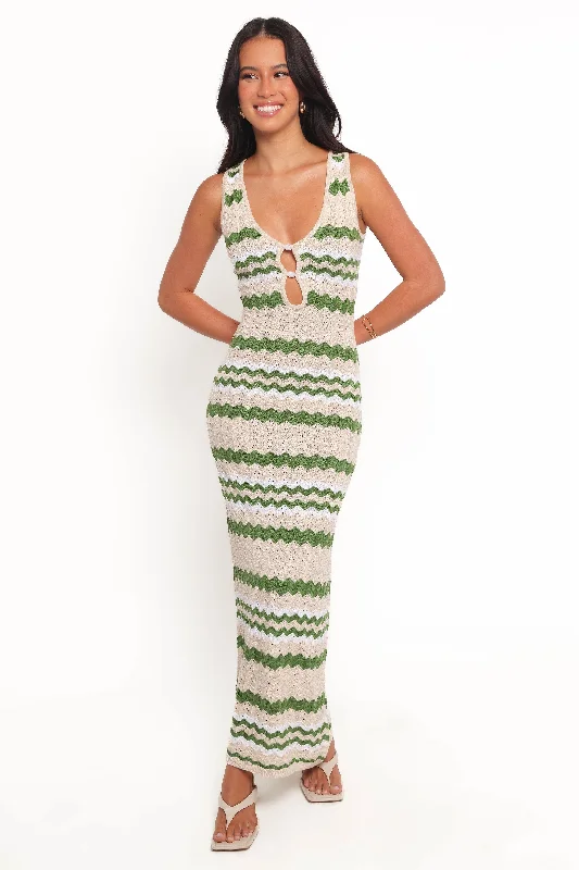 Casual yet chic cocktail party dresses -Hubert Midi Dress - Khaki Multi