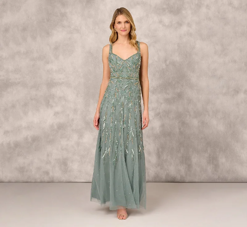 formal dresses for cruise dinners with wrinkle-resistant fabric --Multicolor Beaded Mermaid Gown With Sweetheart Neckline In Dark Sage formal dresses for cruise dinners with wrinkle-resistant fabric --Multicolor Beaded Mermaid Gown With Sweetheart Neckline In Dark Sage