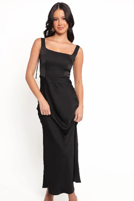 formal dresses with sequined bodices for sparkle --Emile Midi Dress - Black