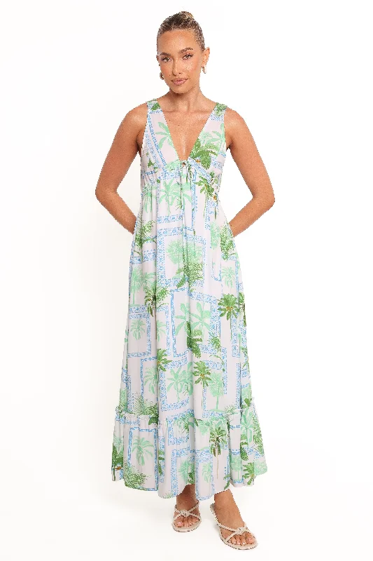 Spring dresses for petite women with unique cuts -Rhiannon Maxi Dress - Green Multi