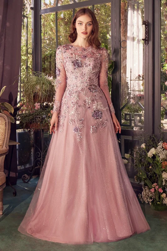 formal dresses with floral appliques for romantic looks --Andrea and Leo A1356 Dress