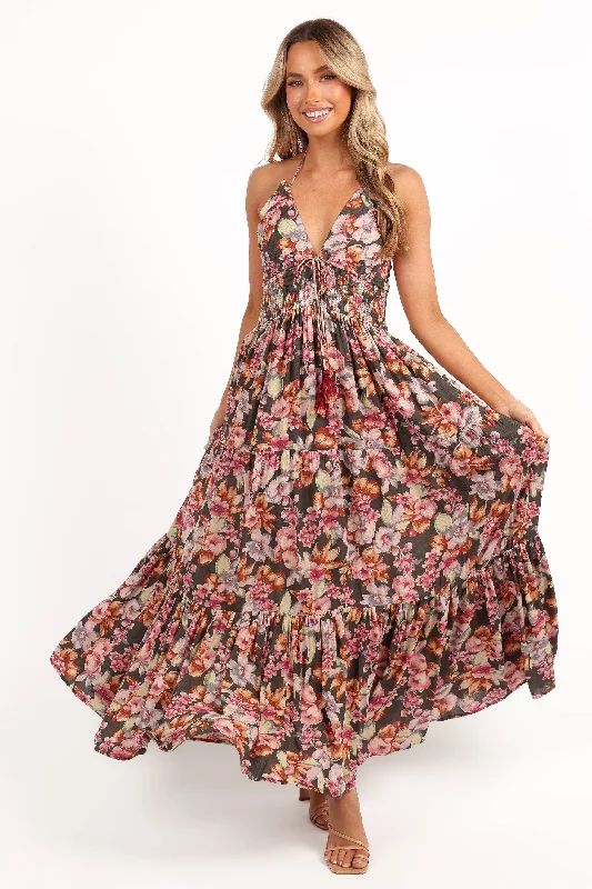 Spring dresses for a brunch date with friends -Benson Maxi Dress - Dark Green/Multi