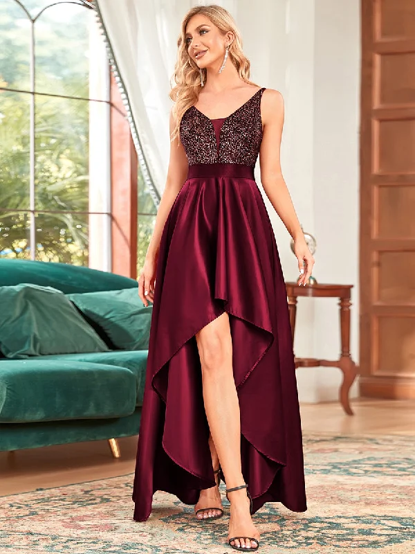 formal dresses for winter balls with faux fur accents --Wome's Sexy Backless Sparkly Prom Dresses