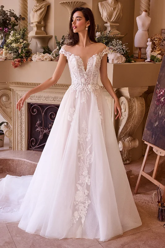 cocktail dresses with floral patterns for spring events --Applique Off Shoulder Bridal Gown by Ladivine WL038 cocktail dresses with floral patterns for spring events --Applique Off Shoulder Bridal Gown by Ladivine WL038