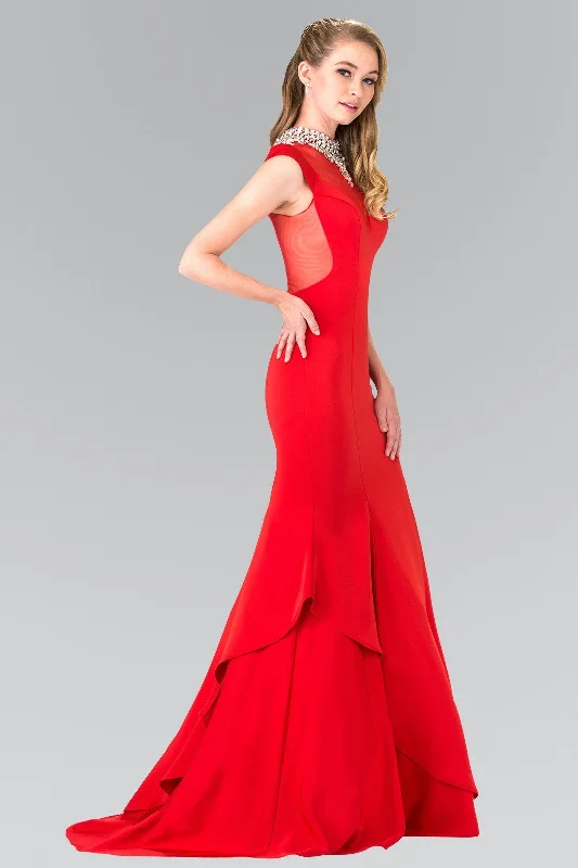 Classic black wedding guest dresses for timeless style -Long Illusion Mermaid Dress with Beaded Neck by Elizabeth K GL2242 Classic black wedding guest dresses for timeless style -Long Illusion Mermaid Dress with Beaded Neck by Elizabeth K GL2242