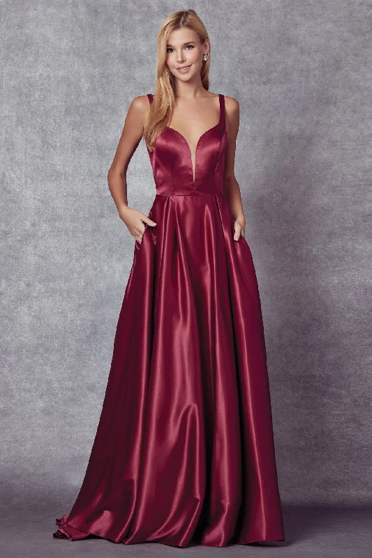 cocktail dresses with floral prints for spring events --Sleeveless V-Neck Bow Back Gown by Juliet 691