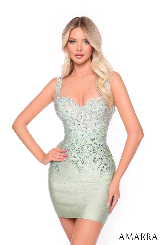 Graduation dresses with a V-neckline for a flattering fit -Fitted Beaded Short Sweetheart Dress by Amarra 88023 Graduation dresses with a V-neckline for a flattering fit -Fitted Beaded Short Sweetheart Dress by Amarra 88023