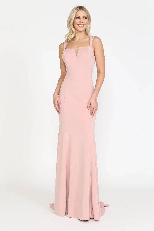 bridesmaid dresses with detachable sleeves for versatility --Fitted Long Jersey V-Neck Dress by Poly USA 8392 bridesmaid dresses with detachable sleeves for versatility --Fitted Long Jersey V-Neck Dress by Poly USA 8392