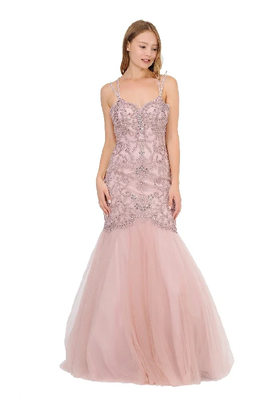 formal dresses for business galas with sleek designs --Long Trumpet Dress with Embellished Bodice by Poly USA 8352 formal dresses for business galas with sleek designs --Long Trumpet Dress with Embellished Bodice by Poly USA 8352