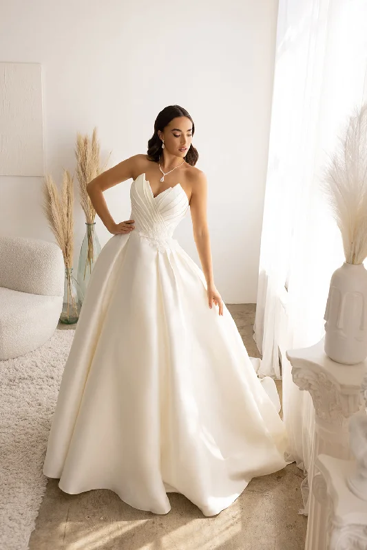cocktail dresses with sweetheart necklines for romantic looks --Satin Strapless Bridal Gown by Abby Lane 97178 - Outlet