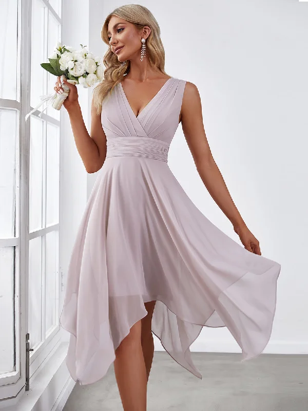 Ruffled party dresses for a playful look -Pretty Wholesale Knee Length Chiffon Bridesmaid Dress with Irregular Hem Ruffled party dresses for a playful look -Pretty Wholesale Knee Length Chiffon Bridesmaid Dress with Irregular Hem