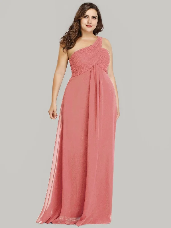 Perfect party dresses for holiday celebrations -One Shoulder Chiffon Ruffles Plus Size Long Evening Dresses Perfect party dresses for holiday celebrations -One Shoulder Chiffon Ruffles Plus Size Long Evening Dresses