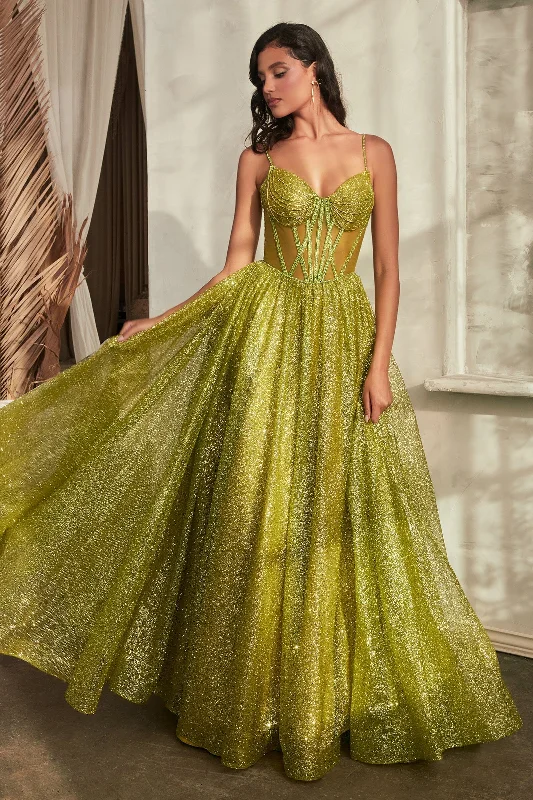 Wedding guest dresses with flattering A-line silhouettes for any occasion -Glitter Sleeveless Sheer Corset Gown by Ladivine CD832 Wedding guest dresses with flattering A-line silhouettes for any occasion -Glitter Sleeveless Sheer Corset Gown by Ladivine CD832