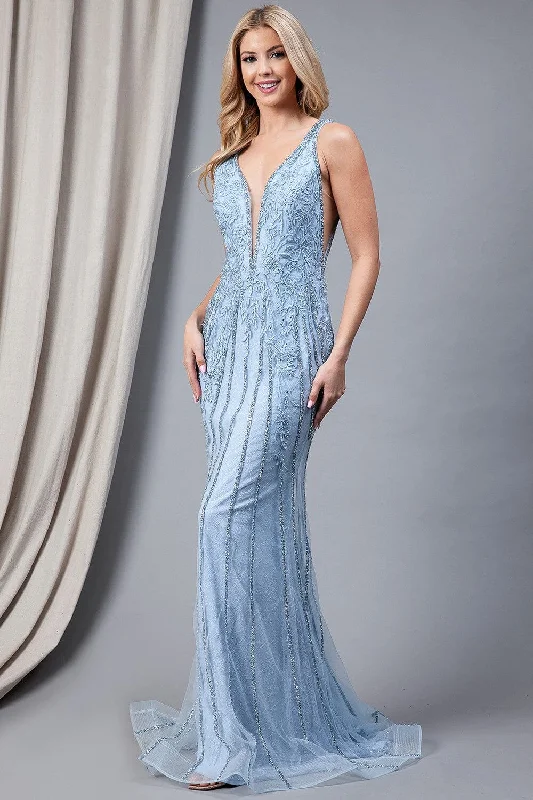 Vintage-inspired wedding guest dresses for retro vibes -Fitted Embroidered Lace Gown by Amelia Couture 2103 Vintage-inspired wedding guest dresses for retro vibes -Fitted Embroidered Lace Gown by Amelia Couture 2103