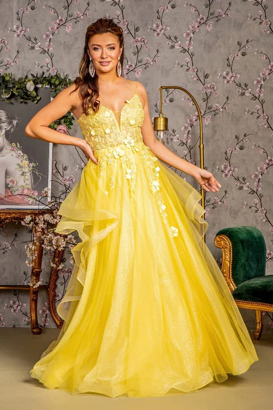 Best wedding guest dresses for spring weddings with a romantic feel -3D Floral Sleeveless Ruffled A-line Gown by GLS Gloria GL3356 Best wedding guest dresses for spring weddings with a romantic feel -3D Floral Sleeveless Ruffled A-line Gown by GLS Gloria GL3356