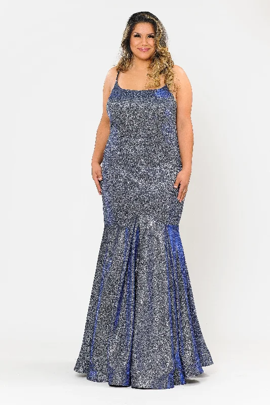 Elegant wedding guest dresses for destination weddings in the mountainsPlus Size Long Metallic Glitter Fitted Dress by Poly USA W1102 Elegant wedding guest dresses for destination weddings in the mountainsPlus Size Long Metallic Glitter Fitted Dress by Poly USA W1102