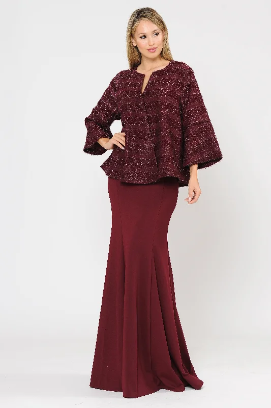 Wedding guest dresses for tropical beach weddings -Glitter Embellished Plus Size Evening Jacket by Poly USA JK1902 Wedding guest dresses for tropical beach weddings -Glitter Embellished Plus Size Evening Jacket by Poly USA JK1902