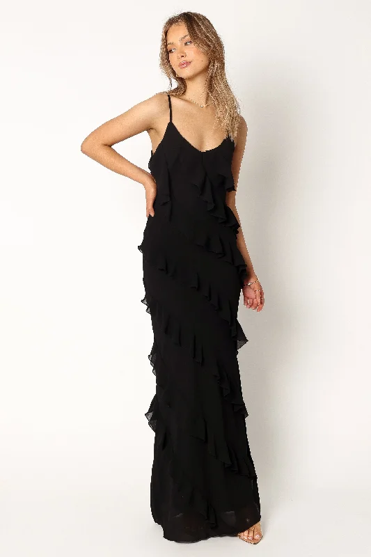 Wedding guest dresses for relaxed outdoor weddings with a country charm -Ciao Ruffles Maxi Dress - Black Wedding guest dresses for relaxed outdoor weddings with a country charm -Ciao Ruffles Maxi Dress - Black