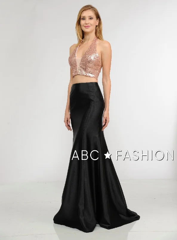 formal dresses with smart textile technology and LED accents --Long Two-Piece Dress with Sequin Crop Top by Poly USA 8294 formal dresses with smart textile technology and LED accents --Long Two-Piece Dress with Sequin Crop Top by Poly USA 8294
