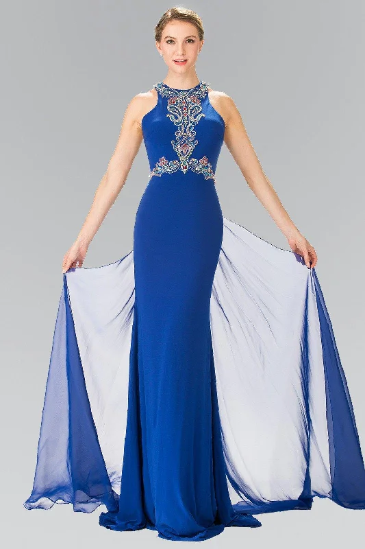 Wedding guest dresses with subtle sequins for a touch of sparkle -Long Beaded Halter Dress with Train by Elizabeth K GL2358 Wedding guest dresses with subtle sequins for a touch of sparkle -Long Beaded Halter Dress with Train by Elizabeth K GL2358