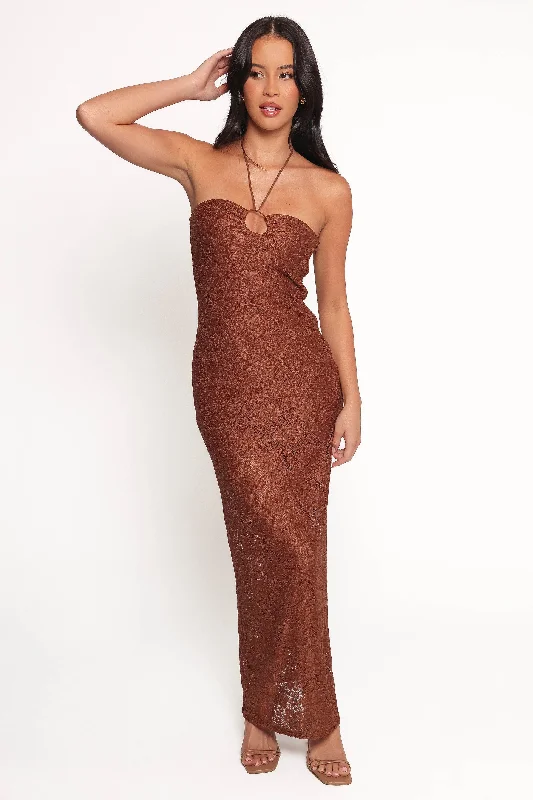 Simple but stylish dresses for cocktail parties -Tucker Midi Dress - Brown