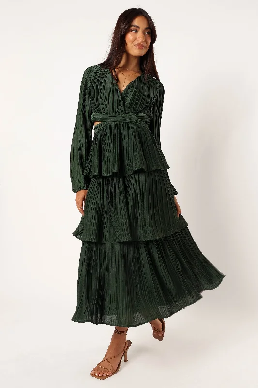 formal dresses for tall women with empire waistlines --Pippa Long Sleeve Midi Dress - Emerald formal dresses for tall women with empire waistlines --Pippa Long Sleeve Midi Dress - Emerald