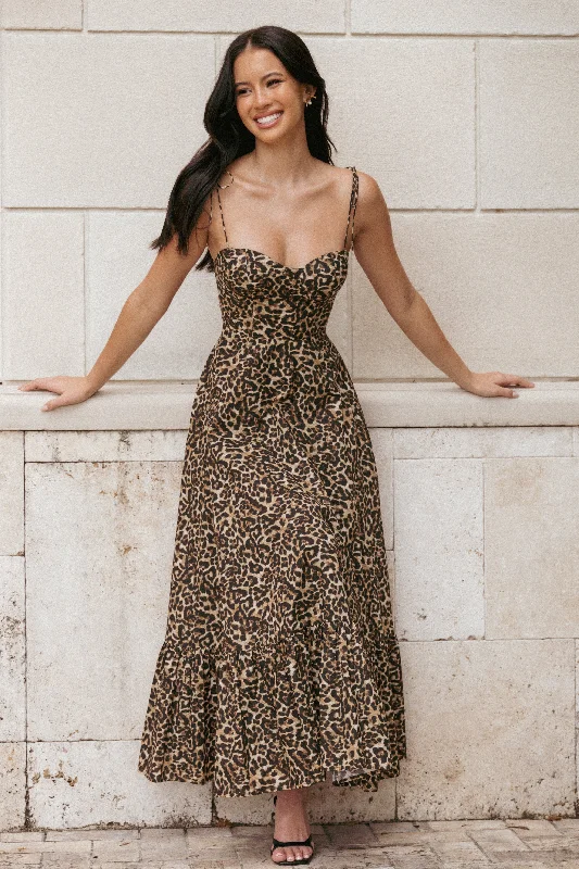 Designer cocktail dresses for upscale events -Ayana Midi Dress - Leopard
