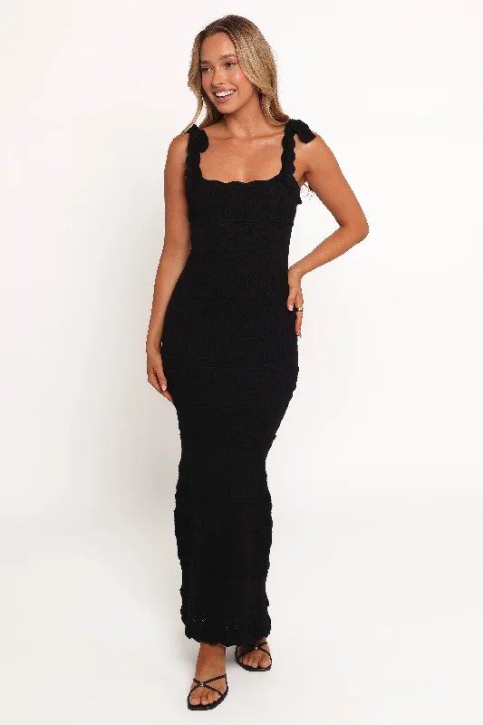 Midi party dresses for wedding guests -Anicia Midi Dress - Black