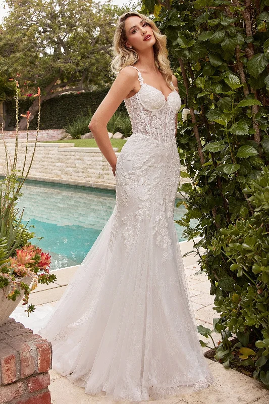 cocktail dresses with wrap skirts for adjustable fit --Lace Applique Mermaid Wedding Dress by Ladivine CDS432W cocktail dresses with wrap skirts for adjustable fit --Lace Applique Mermaid Wedding Dress by Ladivine CDS432W