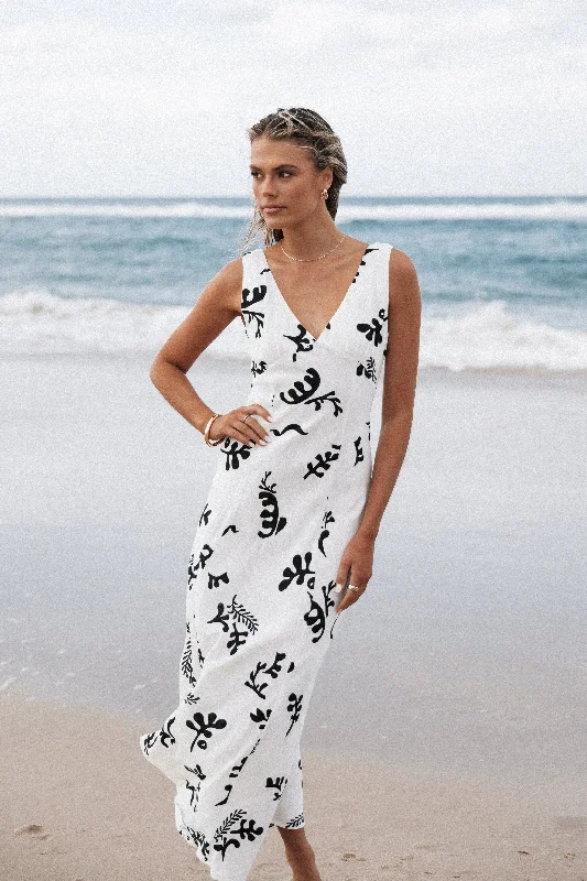 Affordable and stylish dresses for wedding guests -Tulsi Midi Dress - Off White Print Affordable and stylish dresses for wedding guests -Tulsi Midi Dress - Off White Print