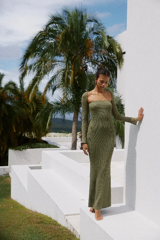 Fun party dresses with colorful prints -Vita Maxi Dress - Khaki