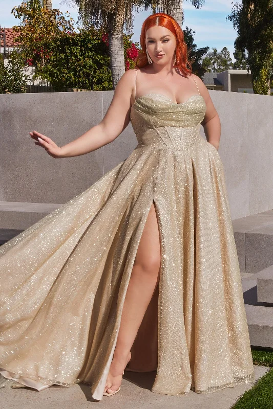 bridesmaid dresses with chiffon pleats for elegant flow --Curve Glitter Cowl A-line Gown by Ladivine CD252C - Outlet bridesmaid dresses with chiffon pleats for elegant flow --Curve Glitter Cowl A-line Gown by Ladivine CD252C - Outlet