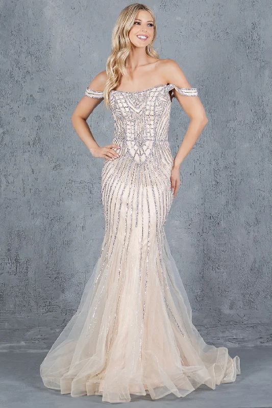 formal dresses with floral embroidery for spring occasions --Beaded Off Shoulder Gown by Cinderella Couture 8271J formal dresses with floral embroidery for spring occasions --Beaded Off Shoulder Gown by Cinderella Couture 8271J