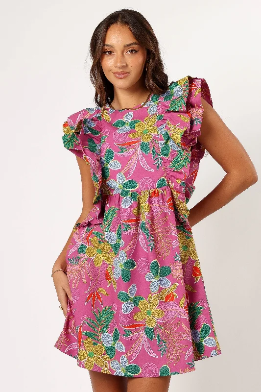 cocktail dresses with embroidered sleeves for elegance --Odin Ruffle Mini Dress - Pearly Purple cocktail dresses with embroidered sleeves for elegance --Odin Ruffle Mini Dress - Pearly Purple