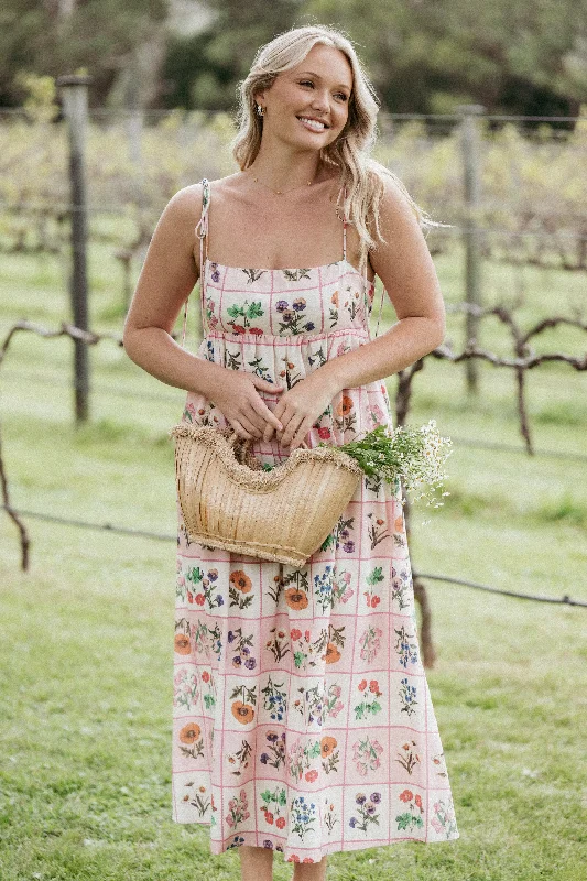 Glamorous sequin dresses for upscale gala parties -Simona Maxi Dress - Pink Floral Tile Glamorous sequin dresses for upscale gala parties -Simona Maxi Dress - Pink Floral Tile