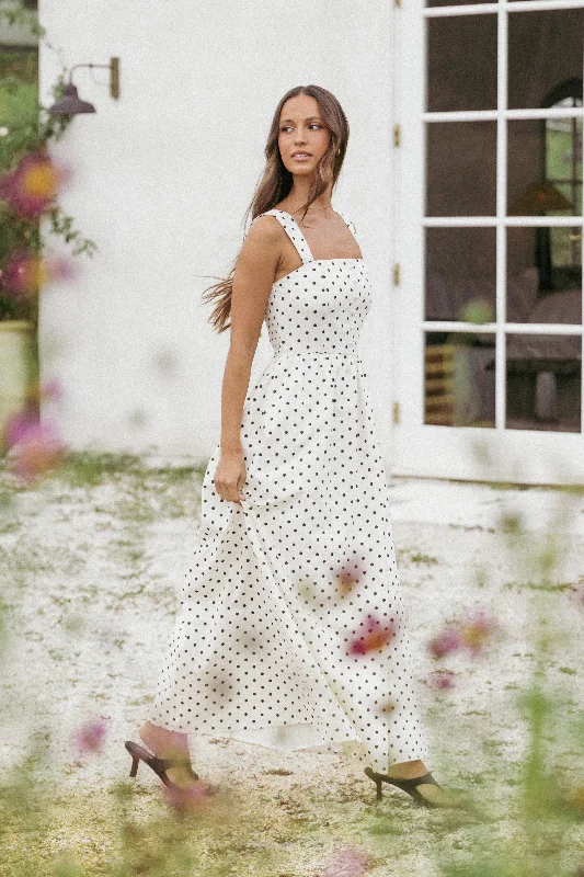 Affordable graduation dresses for under $50 -Jenni Maxi Dress - White Polka Dot