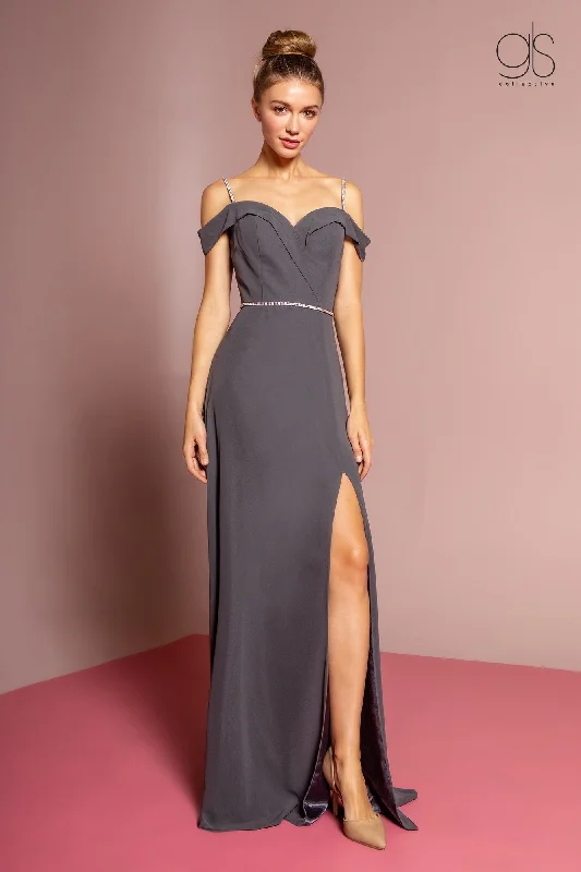 bridesmaid dresses with high-low hems for stylish look --Long Cold Shoulder Dress with Side Slit by Elizabeth K GL2665 bridesmaid dresses with high-low hems for stylish look --Long Cold Shoulder Dress with Side Slit by Elizabeth K GL2665