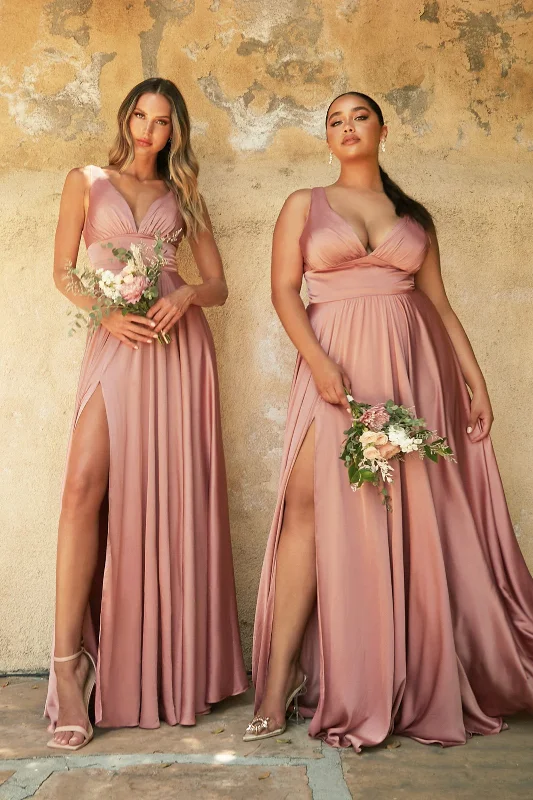 Gorgeous wedding guest dresses for a sunset beach ceremony -Plus Size Long Satin V-Neck Dress by Cinderella Divine 7469 Gorgeous wedding guest dresses for a sunset beach ceremony -Plus Size Long Satin V-Neck Dress by Cinderella Divine 7469