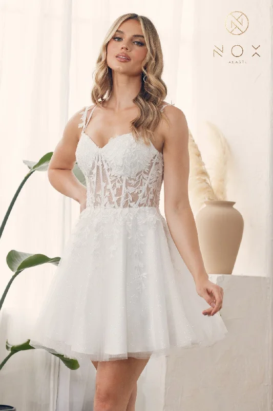 Comfortable but stylish party dresses for dancing -Embroidered Short Corset Tulle Dress by Nox Anabel H784 - Outlet Comfortable but stylish party dresses for dancing -Embroidered Short Corset Tulle Dress by Nox Anabel H784 - Outlet