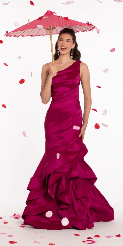 Black velvet party dresses for winter events -One Shoulder Taffeta Tiered Hem Mermaid Dress Black velvet party dresses for winter events -One Shoulder Taffeta Tiered Hem Mermaid Dress