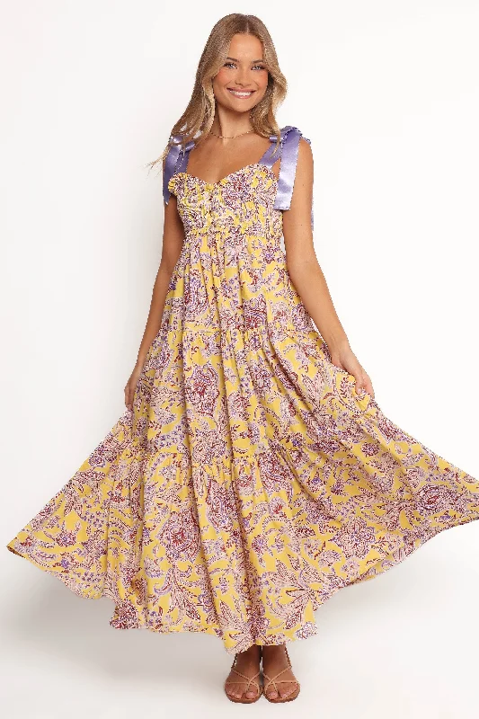 Wedding guest party dresses with sleeves -Marigold Maxi Dress - Evening Primrose