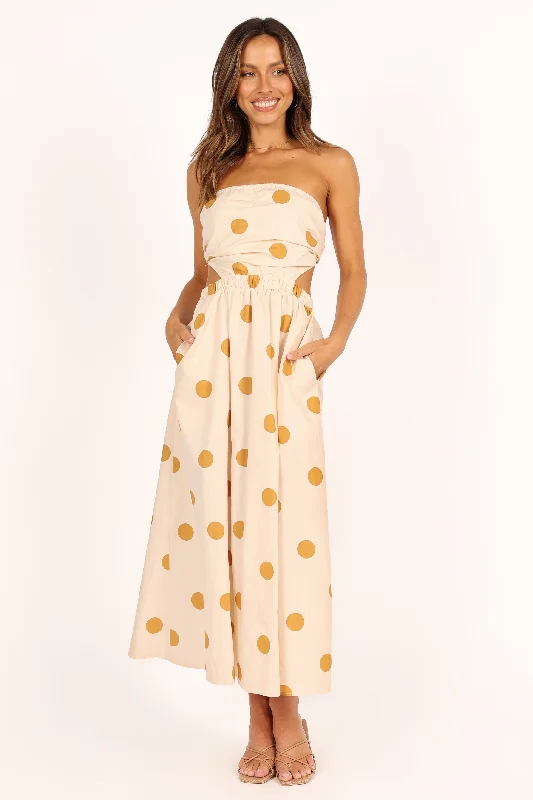 Customizable party dresses for special occasions -Angelique Dress - Beige Spot