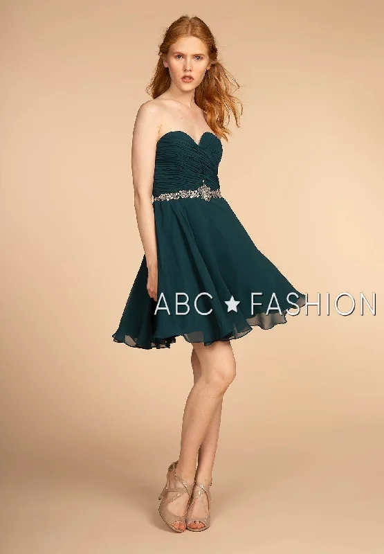 Graduation dresses with a deep V-neck for a bold statement -Ruched Strapless Sweetheart Short Dress by Elizabeth K GS1637 Graduation dresses with a deep V-neck for a bold statement -Ruched Strapless Sweetheart Short Dress by Elizabeth K GS1637