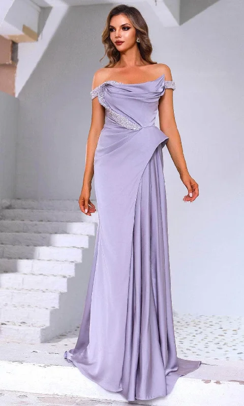Terani Couture 251E4220 - Beaded Accent Off Shoulder Evening Gown