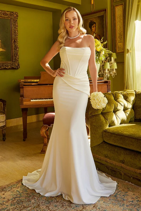 cocktail dresses with metallic thread for shimmer --Fitted Strapless Bridal Gown by GLS Gloria GL3584
