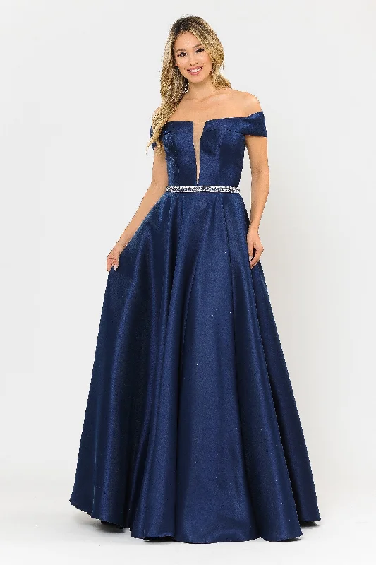 bridesmaid dresses with mesh sleeves for subtle elegance --Long Off Shoulder Illusion V-Neck Dress by Poly USA 8680 bridesmaid dresses with mesh sleeves for subtle elegance --Long Off Shoulder Illusion V-Neck Dress by Poly USA 8680