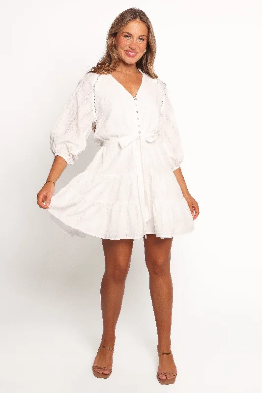 Comfortable graduation dresses for long hours of wear -Alex Mini Dress - White
