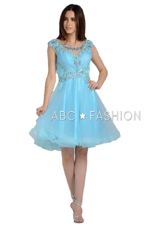 Sexy backless dresses for cocktail parties -Short Sweetheart Illusion Dress with Jeweled Bodice by Poly USA 8098 Sexy backless dresses for cocktail parties -Short Sweetheart Illusion Dress with Jeweled Bodice by Poly USA 8098